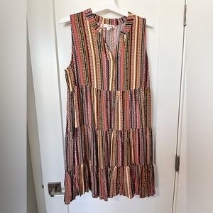 Multi-colored striped flowy dress